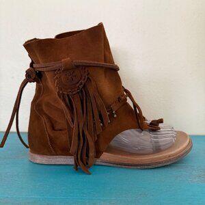 Free People Brown Fringe Ankle Boots